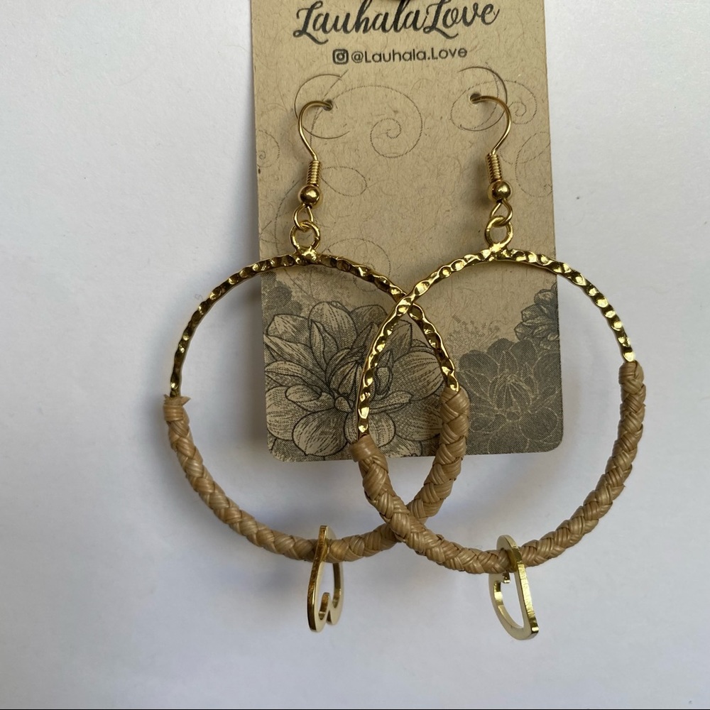Hamilton Gold Hammered Lauhala Hoop Earrings
